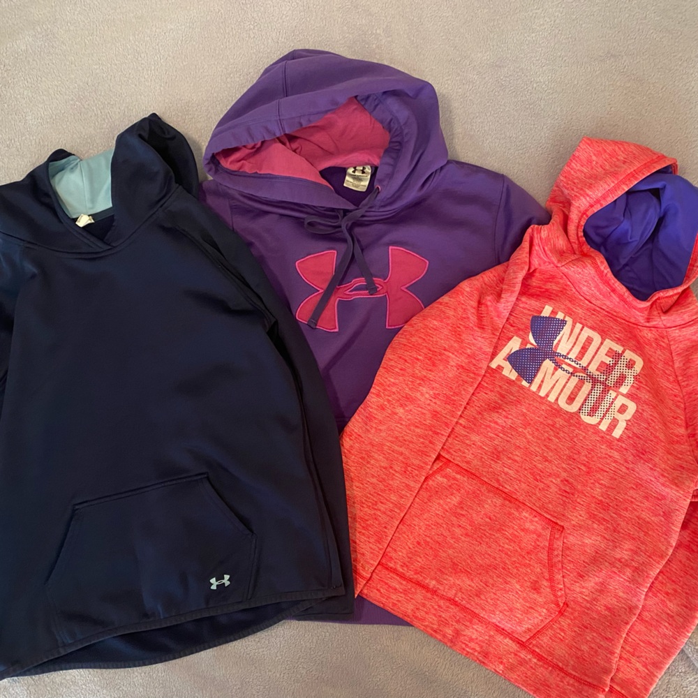 3 Girl’s Large Under Armour Hoodies